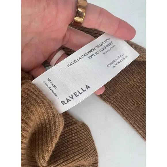 Ravella Ribbed Brown Camilla Luxe Cashmere Sweater